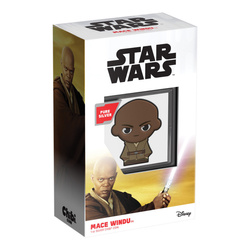 Niue: Star Wars Mace Windu Chibi-Münze, koloriert, 1 Unze Silber, 2023, Proof (Polierte Platte)