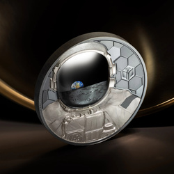 Îles Cook : Vrais héros - Astronaute coloré 1000 grammes d'argent 2024 Black Proof