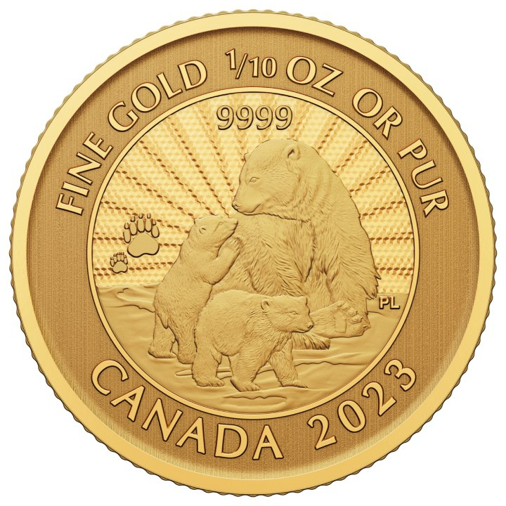 Canada: The Majestic Polar Bear 1/10 oz Gold 2023 (in the card)