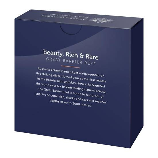 Great Barrier Reef kolorowany 1 uncja Srebra 2022 Proof Dome-Shaped Coin