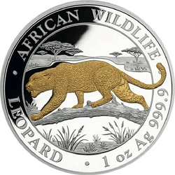 Somalia African Wildlife Leopard Gilded 1 oz Silver 2026