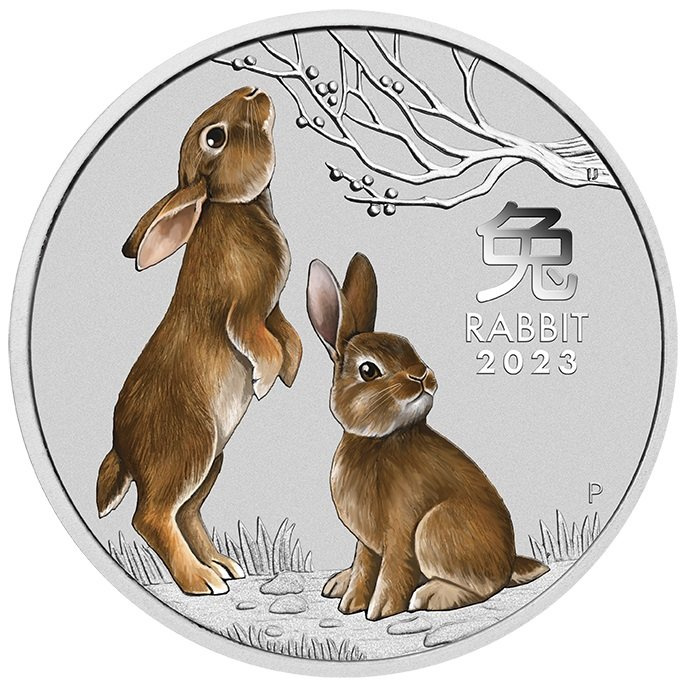 Perth Mint: Lunar III - Year of the Rabbit coloured 1/4 oz Silver 2023 (Sydney Money Expo Anda Special)