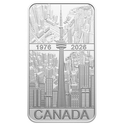 Lingou-monedă din argint Canada CN Tower a 50-a aniversare 20 $ argint 2026 Proof