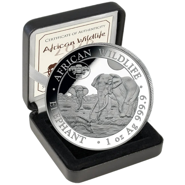 African Wildlife: Elefante somalí 1 onza Plata 2026 Privy Mark WMF Berlin