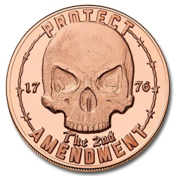 Calavera de la Segunda Enmienda, 1 onza de cobre.