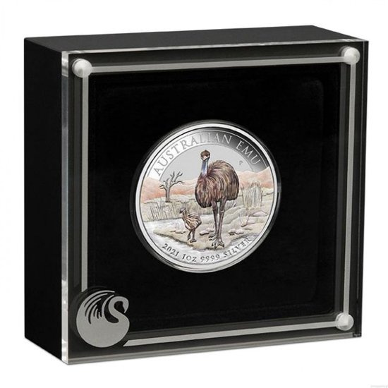 Australian Emu coloured 1 oz Silver 2021