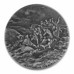 Niue: Biblico - Gesù calma il mare 2 once d'argento 2017 Proof Antiqued Coin