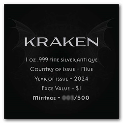 Ezüstérme Niue: Mythical Creatures - The Kraken 1 uncia ezüst 2026 antiqued coin
