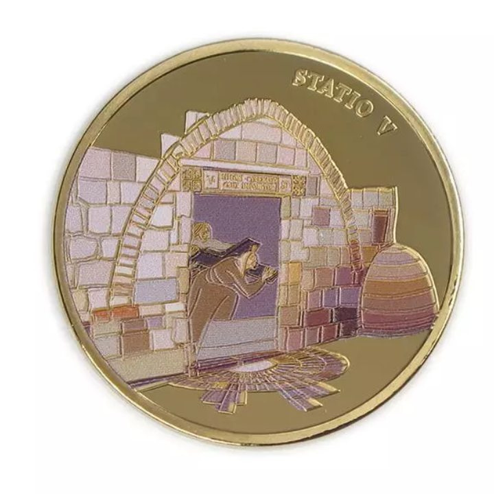 Set 14 monede Via Dolorosa colorată aurită Bronz 2016 Prooflike