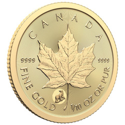 Treasured Canadian Maple Leaf 1/10 oz Gold 2024 Polar Bear Privy Mark (First Strikes)