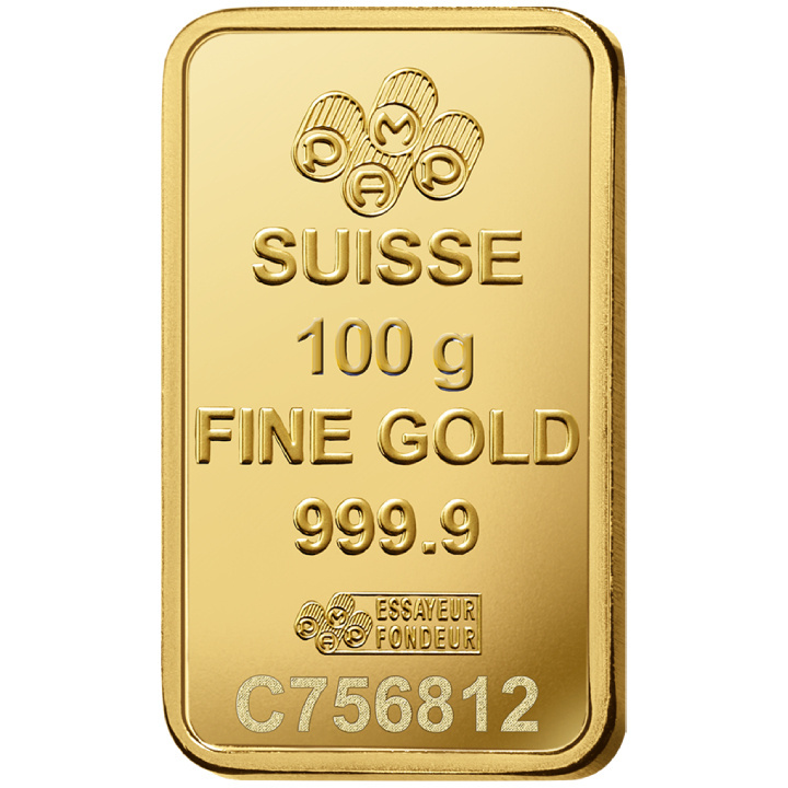 Lingot Pamp Suisse Fortuna Veriscan 100 grammes d'or LBMA GD Refiner