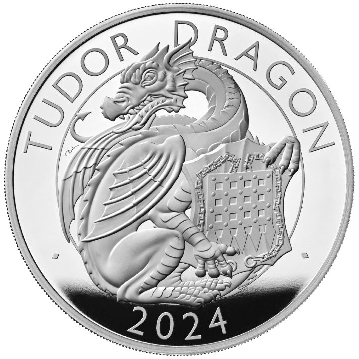 The Royal Tudor Beasts: The Tudor Dragon 5 oz Plata 2024 Proof