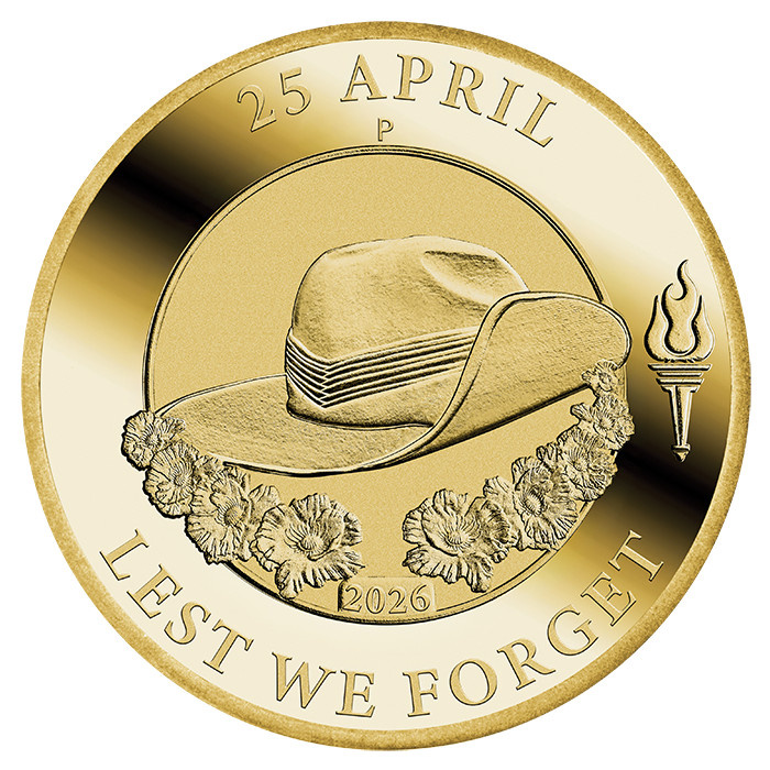 Монета от алуминиев бронз Пърт Минт: Anzac Day $1 2026