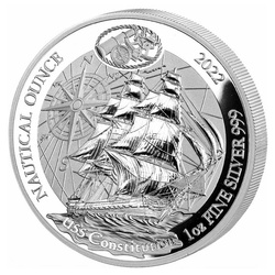 Rwanda: Nautical Ounce - USS Constitution 1 uncja Srebra 2022 Proof