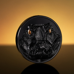 Palau: Hunters by Night - Caiman coloured 2 oz Silver 2023 Obsidian Black Ultra High Relief