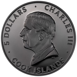 Îles Cook : Papillon 1 once d'argent 2025 Obsidian Black