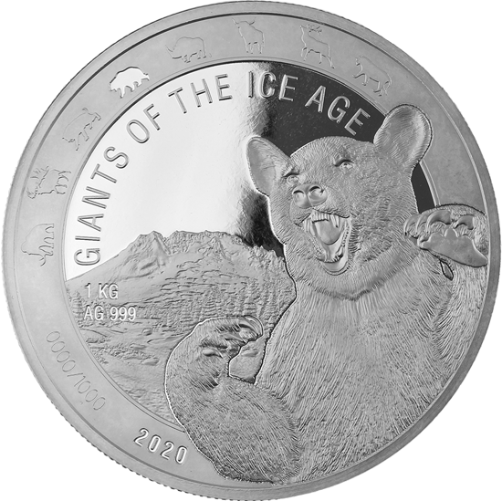 Ghana: Giants of the Ice Age - Cave Bear 1000g Silver 2020