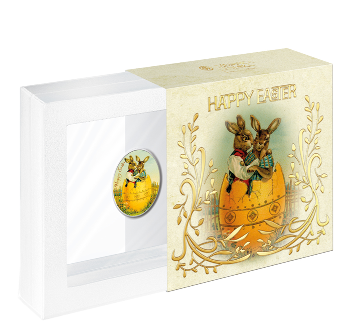 Moneda de Plata de Niue Fabergé Eggs - Huevo de Pascua coloreado 1 $ plata 2024 Proof