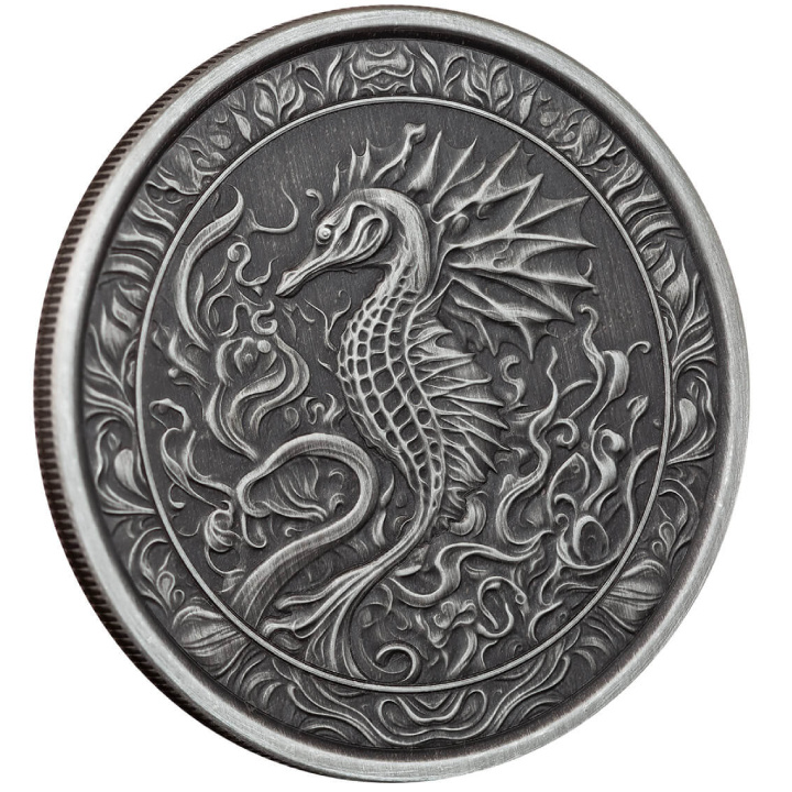 Samoa: Seahorse 1 uncja Srebra 2023 Antiqued Coin