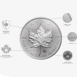Hoja de Arce Canadiense 31,19 gramos de Plata 2023 (moneda con defecto visible)