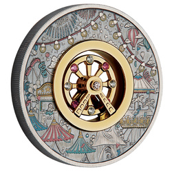 Tuvalu: Ferris Wheel kolorowany 2 uncje Srebra 2025 Antiqued Coin 