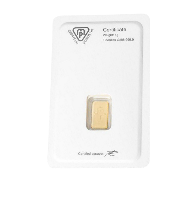 Bar Metalor 1 gram Gold LBMA GD Refiner