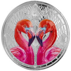 Sainte-Lucie - Flamants roses colorée 1 once d'argent 2024 Proof