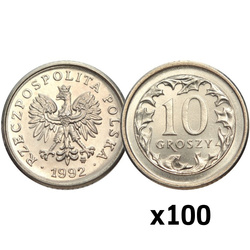 National Bank of Poland: 10 gr from the Mint Bag Coin (100 pcs) - Random Year