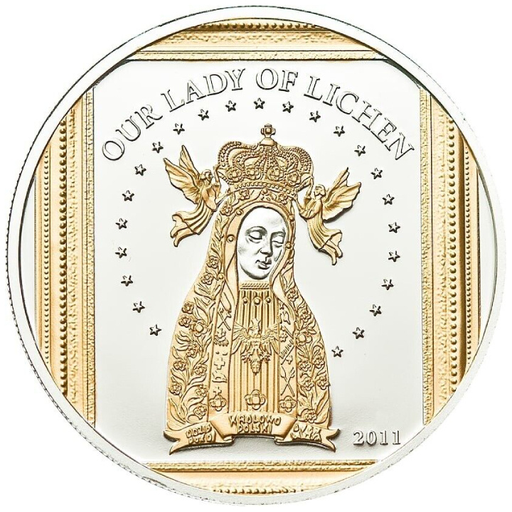 Palau: Matka Boska Licheńska pozłacana 1/2 uncji Srebra 2011 Proof