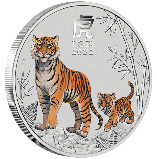Lunar III: Anno del Tigre colorato 1/4 oncia d'argento 2022