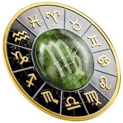 Camerún: Signos del Zodíaco - Virgo coloured, gold-plated Plata 2023 Black Proof