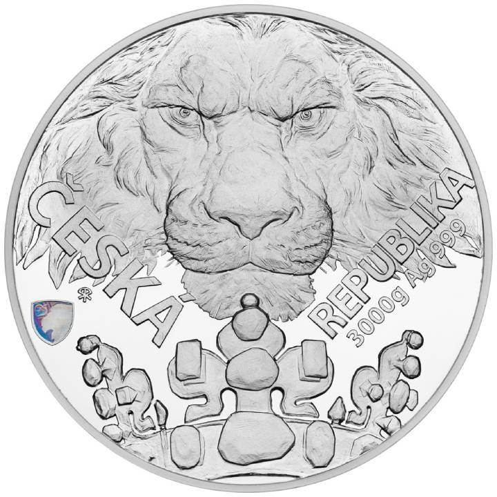 Niue: Cseh oroszlán 3000 gramm ezüst 2023 Proof hologram