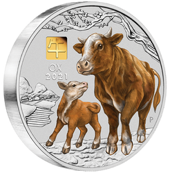 Lunar III : Année du Buffle 1000 grammes d'argent 2021 Gold Privy Mark