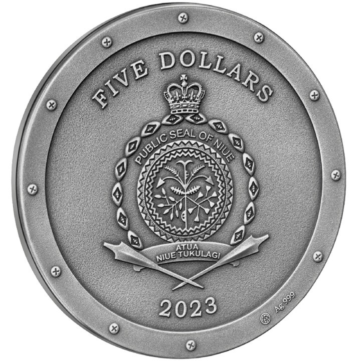 Niue: Steampunk - Metal Bee $5 pozłacany Srebro 2023 High Relief Antiqued Coin