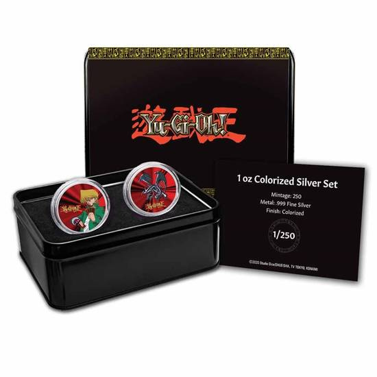 Set of 2 coins Niue: Yu-Gi-Oh! Joey, Red-Eyes Dragon colorized - 25th Anniversary 2 x 1oz Silver 2022