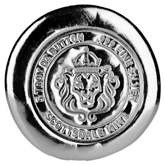 Scottsdale Mint Lion Button 5 onces d'argent rond