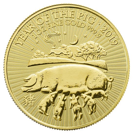 Lunar: Rok Świni 1 uncja Złota 2019 Royal Mint UK