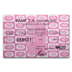 100 gram Gold Bar PAMP Suisse (cast)