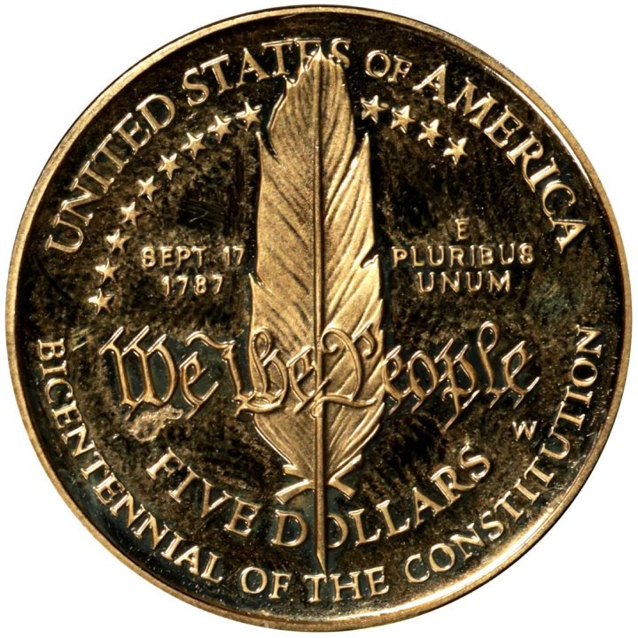 Bicentenario della Costituzione 5$ Oro 1987