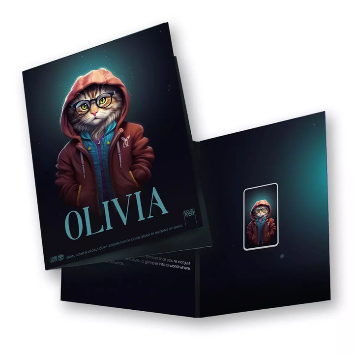 The Holy Land Mint - Human Cats - Olivia kolorovaná 1 unce Stříbra 2025
