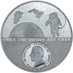 Cook Islands: Real Heroes - Astronaut coloured 3 oz Silver 2024 Black Proof Ultra High Relief