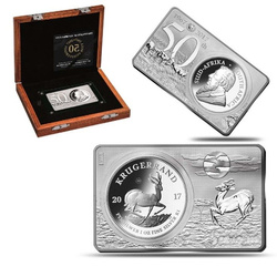 2-Pc Silver Bar & Coin Set (50th anniversary) Krugerrand 2017