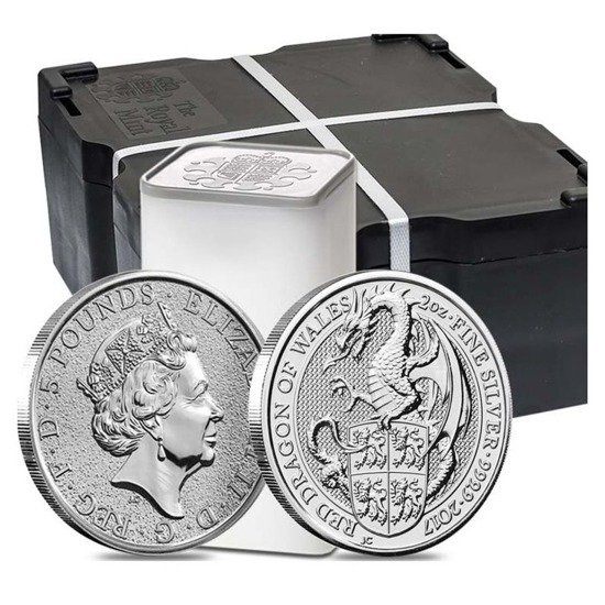 Bestias de la Reina: Dragón Rojo de Gales 2 oz Plata 2017