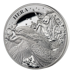 Santa Helena: Diosa - Hera y el Pavo Real 10 oz Plata 2022 Proof