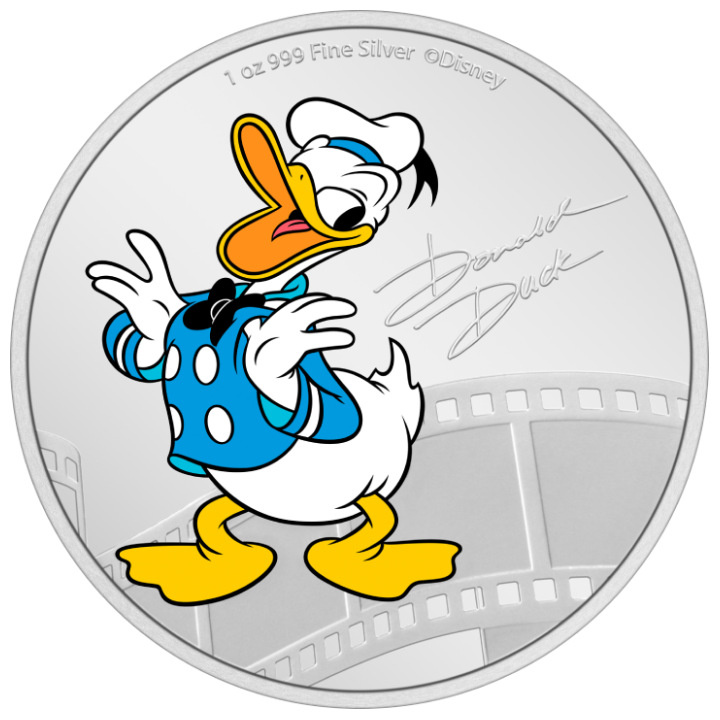 Niue: Disney Mickey & Friends - Paperino colorato 1 oncia d'argento 2023 Proof