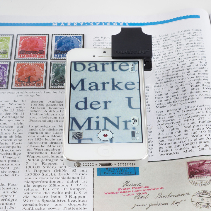 Makrolinse PHONESCOPE. 60-fache Vergrößerung