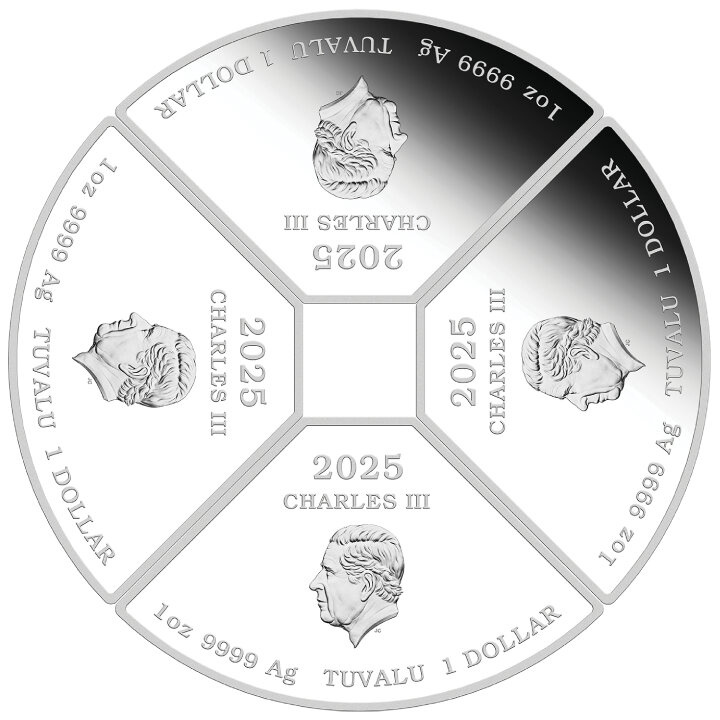 Tuvalu: Jahr der Schlange Vierfarbiges Viermünzenset 1oz Silber 2025 Proof