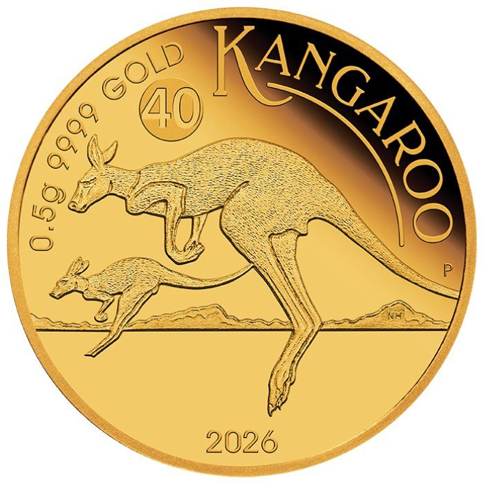 Goldmünze Perth Mint: Australisches Känguru 0,5g Gold 2026 Proof