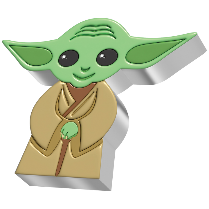 Niue: Star Wars – Yoda Chibi Coin, koloriert, 1 Unze Silber, 2022, Polierte Platte