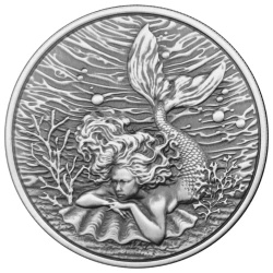 Silver Coin Mermaid Under the Sea 1 oz Silver 2026 Antiqued Coin
